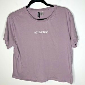 H&M Divided Shirt Purple "Not Average" Short Sleeve Size M